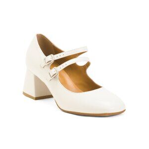 OROSCURO White Made In Italy Leather Heeled Ballerina Shoes